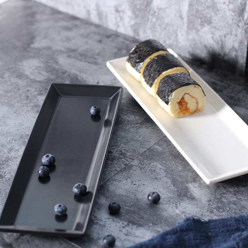 某牌 孤品】长方形托盘甜品盘【高级感新骨瓷】创意陶瓷家用盘子