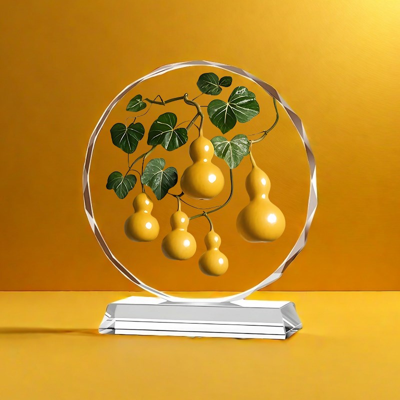 五福葫芦水晶摆件五福临门招财旺宅客厅办公室装S饰乔迁送礼物摆