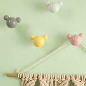 陶瓷黄铜门后壁挂墙上可爱打孔挂衣钩家用玄关钥匙儿童房装 饰挂钩