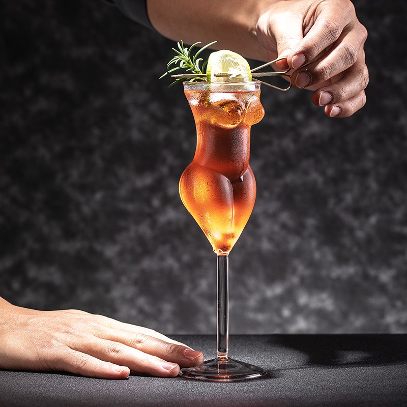 美女杯个性高脚香槟杯创意鸡尾酒杯网F红女士氛围玻璃杯子酒吧酒