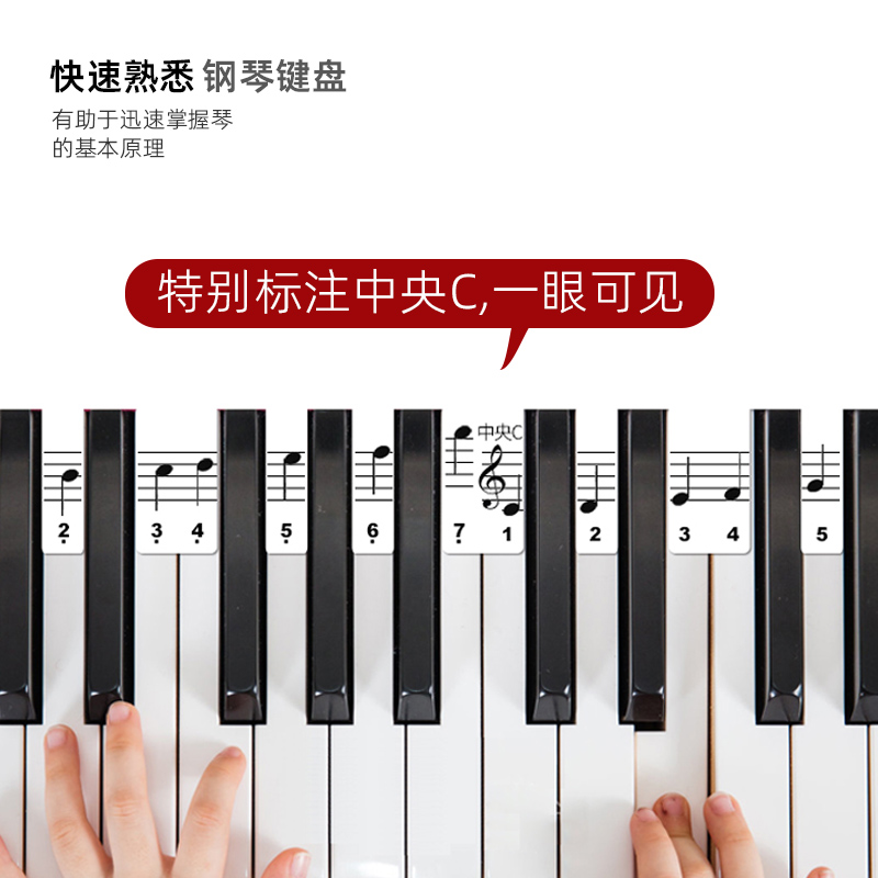 钢琴键盘音符条 免粘贴电子琴61/88键五线谱简谱初V学音乐防水卡