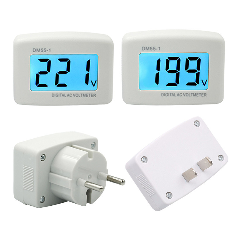 电表家用电c压表 交流220v110v电压显示器液晶数字数显插头DM55-1