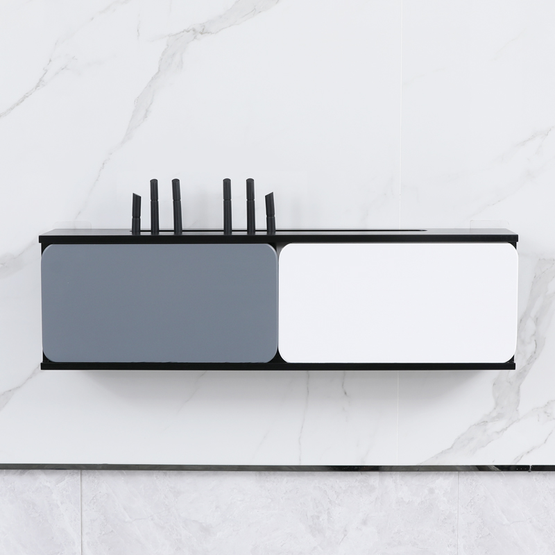 实木wifi路由器收纳盒挂墙免打孔猫机顶盒置物架电视线插座遮挡盒