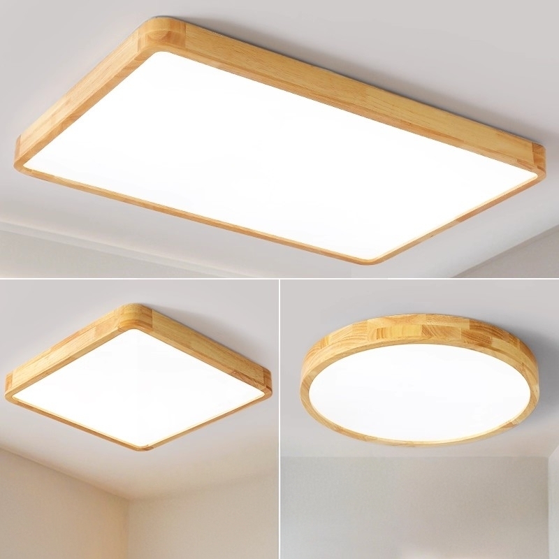 实木LED吸顶灯简约现代原木客厅主卧室餐厅房间阳台2025新款灯具