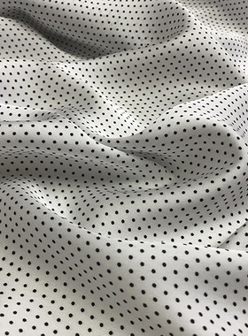 白底小黑点不透雪纺轻薄透气飘逸夏款波点衬衫裙子面料布料 0.5米