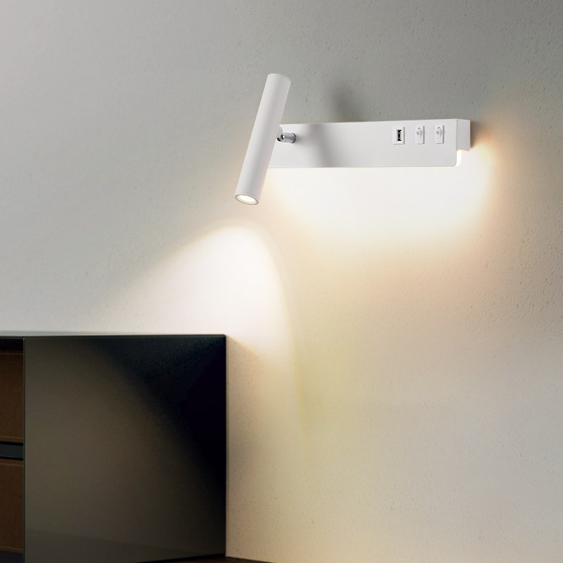 带开关可b旋转壁灯极简现代简约聚光阅读灯酒店卧室床头小射灯壁