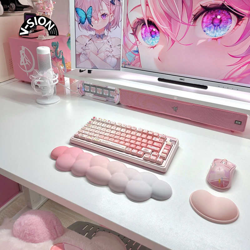 V-SION棉花糖云朵手托87键机械键盘手托手腕托皮革护腕垫鼠标垫