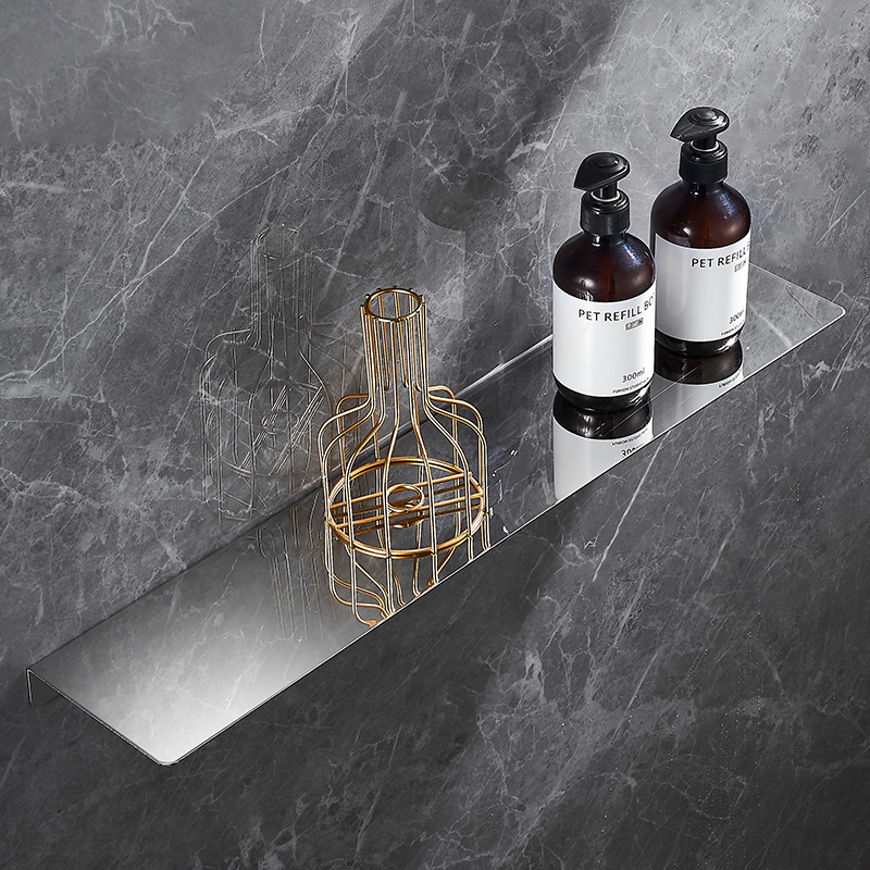 浴室淋浴房置物架304不锈钢卫生间收纳架镜前一字搁板免打孔