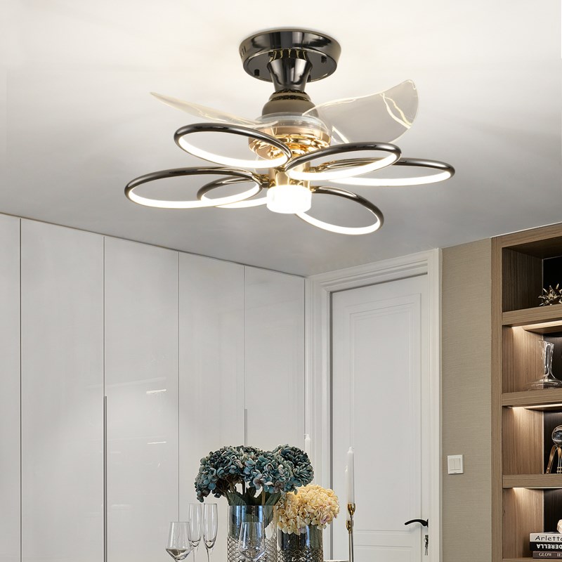 北欧餐厅风扇灯吊扇n灯现代简约大气客厅饭厅吊灯带电风扇一体家