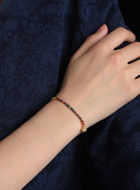 新款52b0手绳铃铛手链手工编织简约小清新手链男女情侣学生手绳