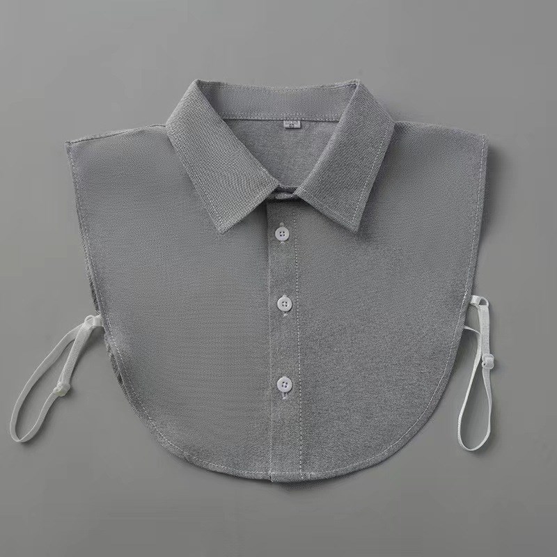 夏现货成年衬衫百搭独立包装荷叶边精致纯色衬衣Z灰色假领子