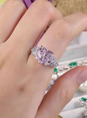 珠宝 2023新款S925银y欧美高碳钻戒指10*10mm冰花切时尚百搭