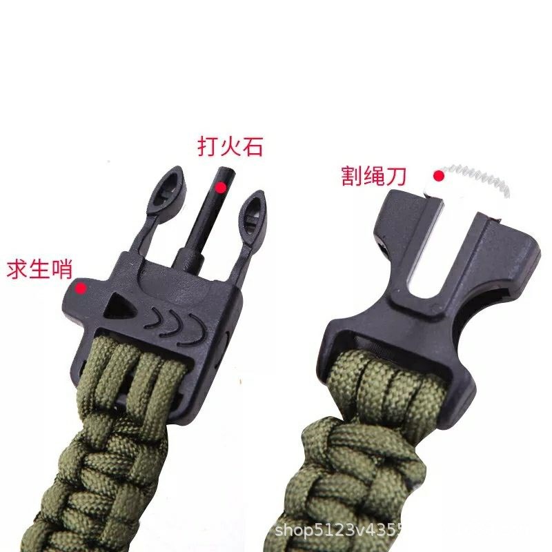 户外伞绳编织打火石n指南针手表军迷男多功能七芯伞绳编织手表