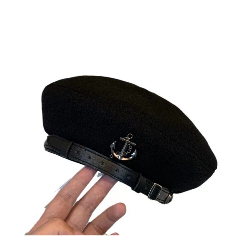 黑色贝雷帽女秋冬季日系蓓蕾帽vins网红显脸平顶画家帽子潮网红in