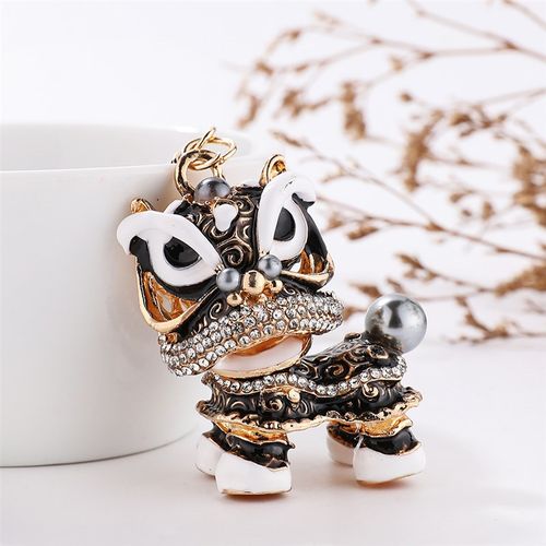 严选礼品舞狮合金卡通醒狮中国风小狮子镶钻汽车钥匙扣Z链挂件国