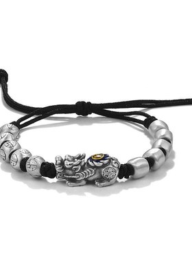 貔貅手镯手链男士潮款复古做旧民族风手工P编织串珠手绳国潮