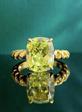 珠宝2023新款925银轻奢简约9*11H橄榄绿戒指跨境ins风时尚百搭