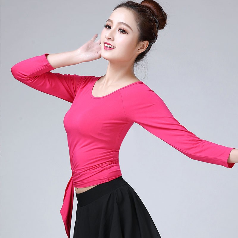 现代舞蹈服上衣女 莫代尔肚皮舞演出服形体练R功表演服拉丁舞服