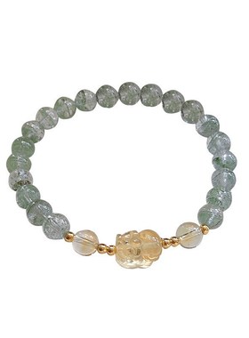 天然黄水晶貔貅绿幽灵p手链女珠手串黄水晶貔貅小众设计简约ins水