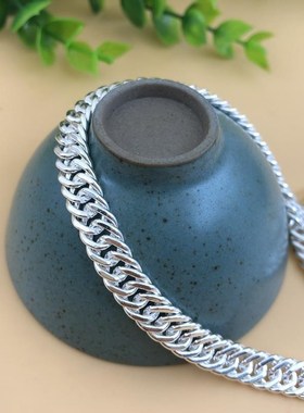 实心扁平项链男潮嘻哈q马鞭链霸气男粗款古巴链送男友老板链