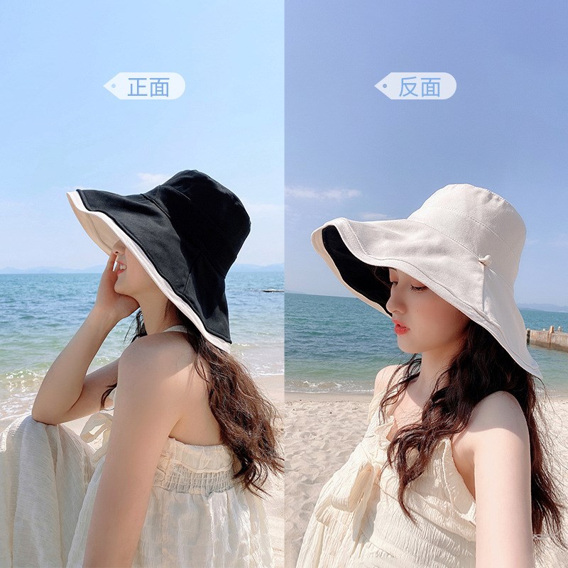 渔夫帽子女韩版网红双面戴遮阳防晒大檐帽L百搭显瘦显脸小夏太阳