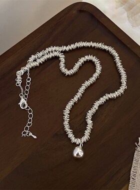 抖音轻奢碎银锁h骨链女小众设计感2023年新款百搭锁吊坠项链个性