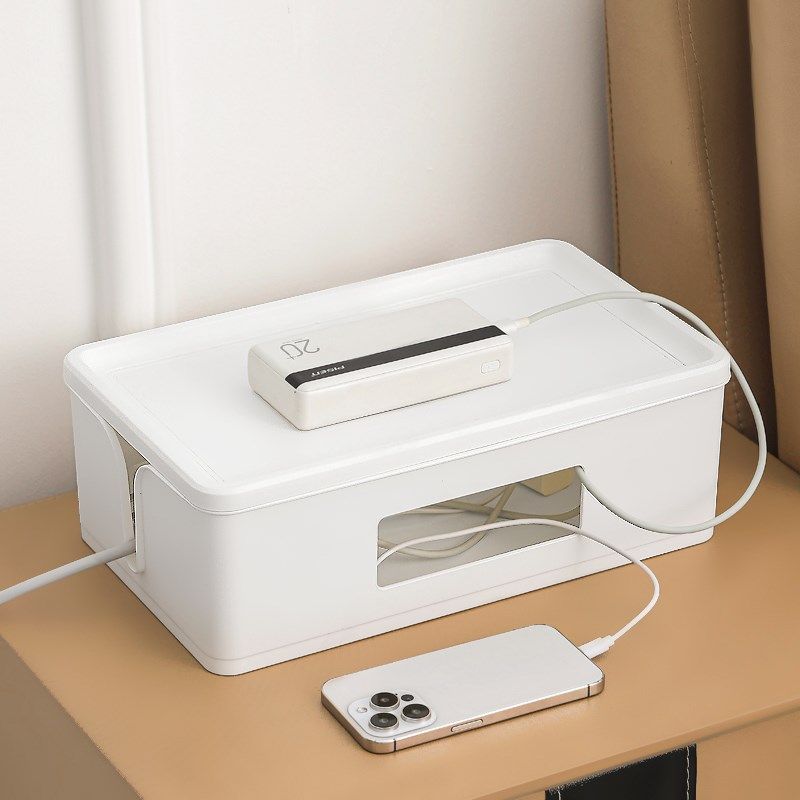 排插收纳盒插线板数据线理线盒插排插座桌面理线器充电器收纳盒