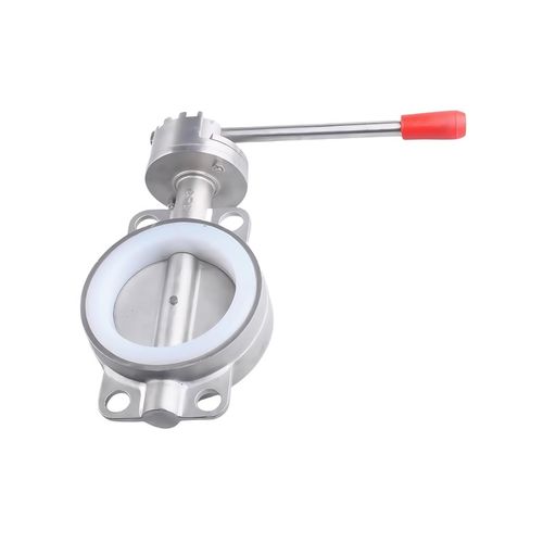 304不锈钢对夹四氟蝶阀D71X-16P手动手柄软密封硅胶法兰式蝶阀