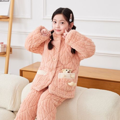 三折专区品牌店撤柜秋冬新款中大童法兰绒三层加厚保暖家居服套装