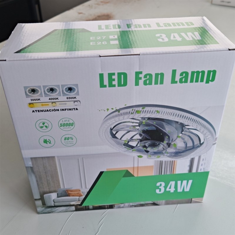 新款家用E27螺口风扇灯遥控无极调光卧室家用简约一体吸顶风扇灯