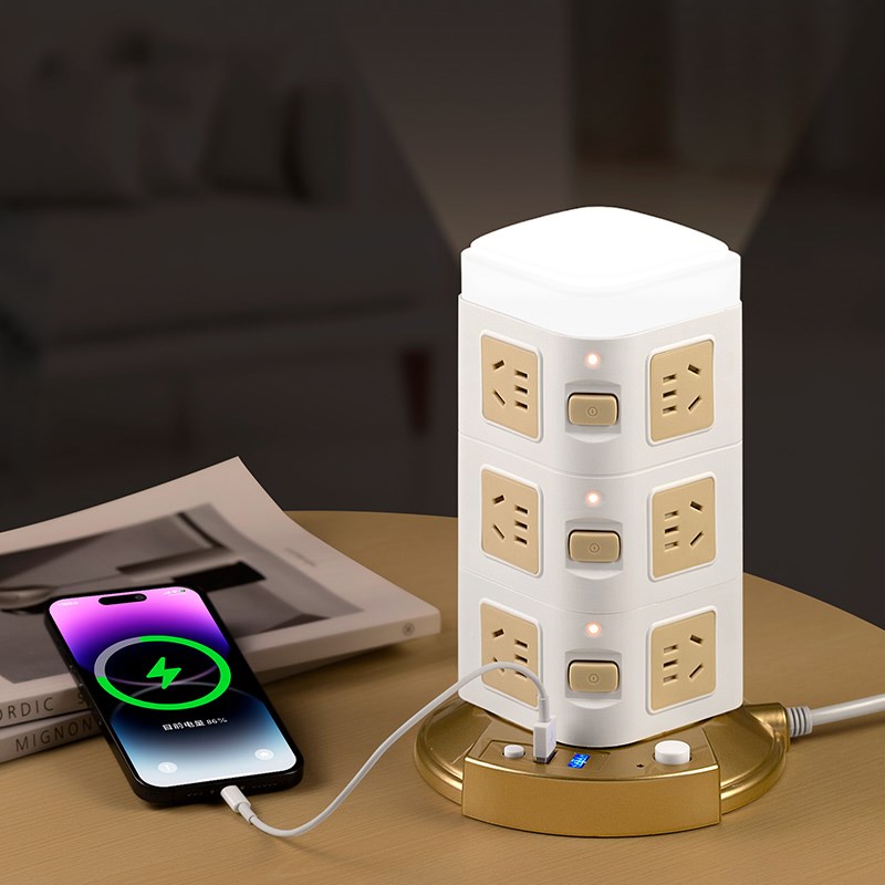 多功能插座立式魔方带USB插排插线板拖线板多孔R办公面板过载保护