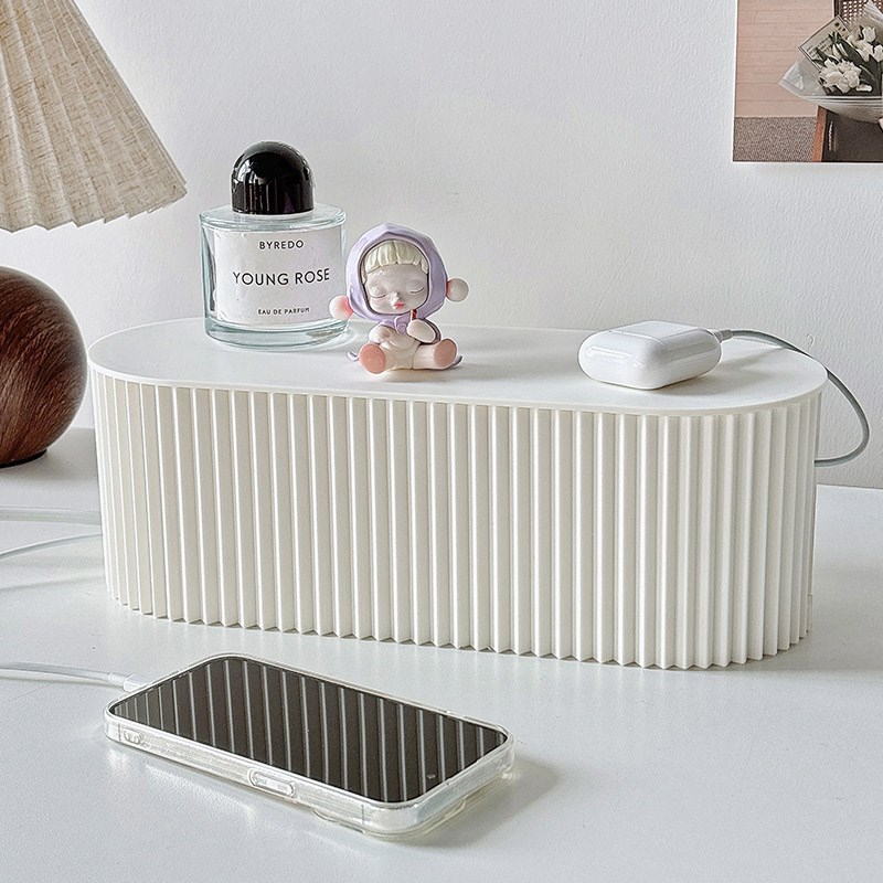 插线板收纳盒办公室数据线收纳整理盒桌面电器电线插排插座集线盒