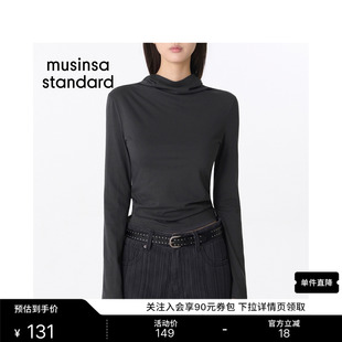 韩国26春夏季新品女士日常纯色休闲连帽长袖T恤MUSINSA STANDARD