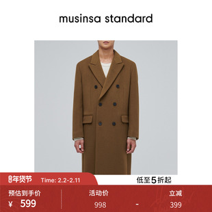 韩国25秋冬男士大码混纺双排扣长款毛呢大衣外套musinsa standard