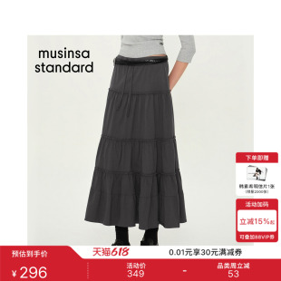 韩国26夏季新品潮流时尚休闲女士荷叶边棉质长裙MUSINSA STANDARD