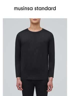 韩国秋冬男士舒适修身九分袖圆领秋衣打底衣musinsa standard