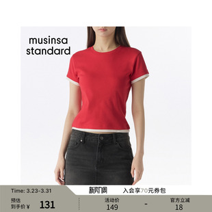 T恤musinsa 潮流撞色叠层拼色女士短袖 standard 新品 韩国26春季