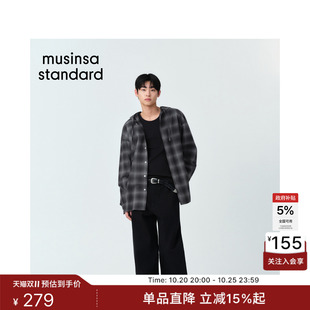 韩国26新品男士新品时尚百搭宽松格纹长袖衬衫MUSINSA STANDARD