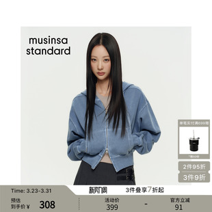 韩国26春季新品女士纯色短款宽松连帽运动卫衣musinsa standard