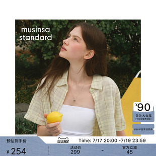 韩国26夏季新品时尚女士宽松棉质格纹短袖衬衫MUSINSA STANDARD