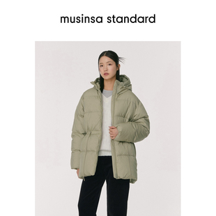 韩国25秋冬女士时尚百搭连帽中长款羽绒服外套musinsa standard