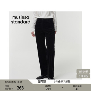 musinsa 韩国春季 长裤 直筒裤 standard 女士高腰显瘦灯芯绒修身