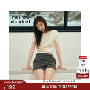 韩国26新品女士通勤日常舒适圆领短袖针织衫MUSINSA STANDARD