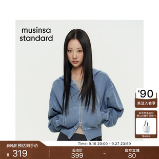 韩国26春季女士纯色短款宽松连帽运动卫衣MUSINSA STANDARD