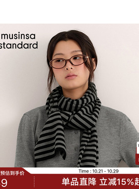 韩国26秋冬新品休闲女士休闲百搭条纹针织围巾MUSINSA STANDARD