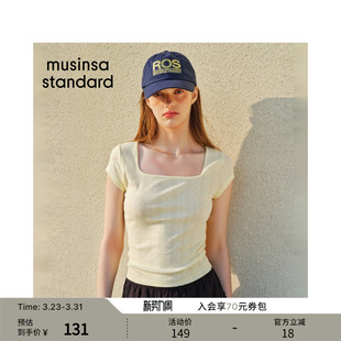 新品 T恤musinsa 女士修身 休闲方领短袖 standard 短款 韩国26春季