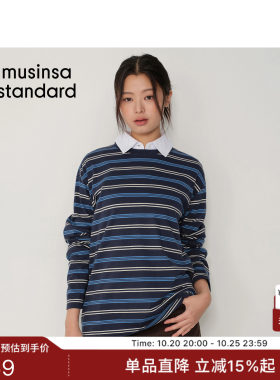韩国26秋冬新品女士条纹宽松长袖T恤MUSINSA  STANDARD