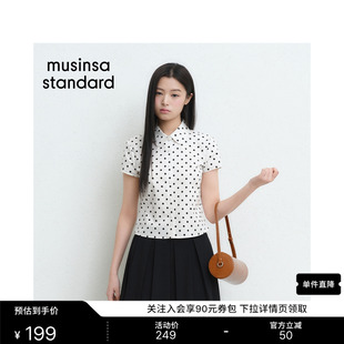 韩国26夏季新品时尚复古波点女士修身短袖衬衫MUSINSA STANDARD