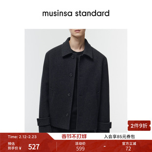 韩国25秋冬男士大码廓形短款毛呢大衣外套musinsa standard