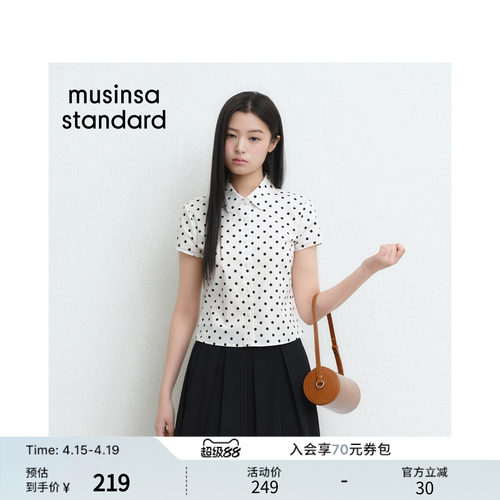 春季复古波点女士修身短袖衬衫